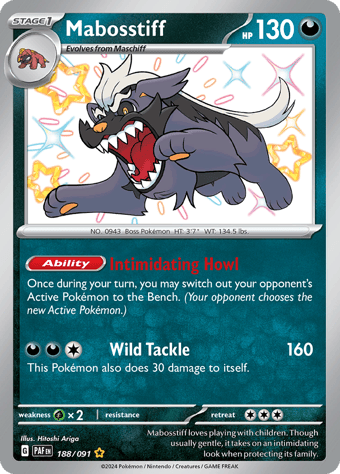 Mabosstiff Paldean Fates Pokemon Card