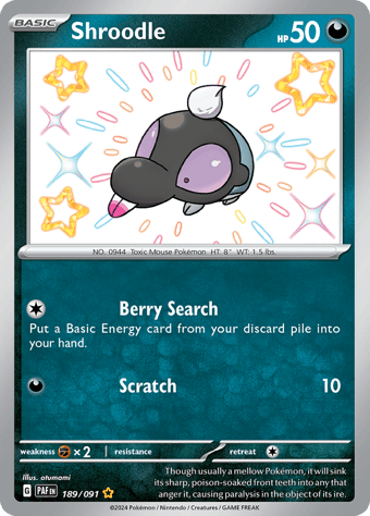 Shroodle Paldean Fates Pokemon Card