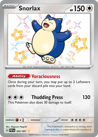 Snorlax Paldean Fates Pokemon Card