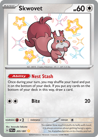 Skwovet Paldean Fates Pokemon Card