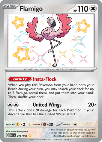 Flamigo Paldean Fates Pokemon Card