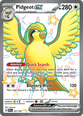 Pidgeot ex Paldean Fates Pokemon Card