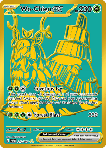 Wo-Chien ex Paldean Fates Pokemon Card