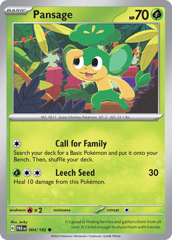 Pansage Paradox Rift Pokemon Card