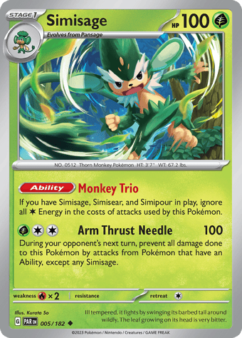 Simisage Paradox Rift Pokemon Card