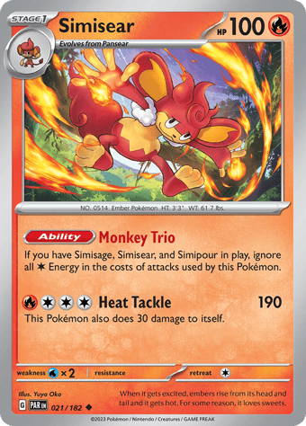 Simisear Paradox Rift Pokemon Card