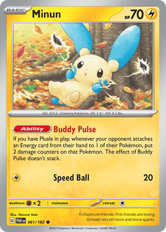 Minun Paradox Rift Pokemon Card