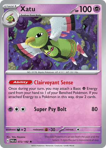 Xatu Paradox Rift Pokemon Card