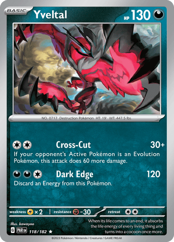 Yveltal Paradox Rift Pokemon Card