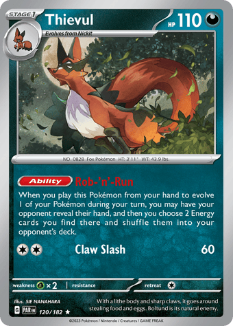Thievul Paradox Rift Pokemon Card