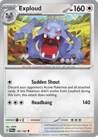 Exploud Paradox Rift Pokemon Card