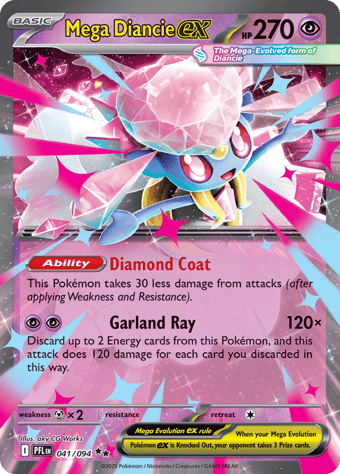 Mega Diancie EX Phantasmal Flames Pokemon Card