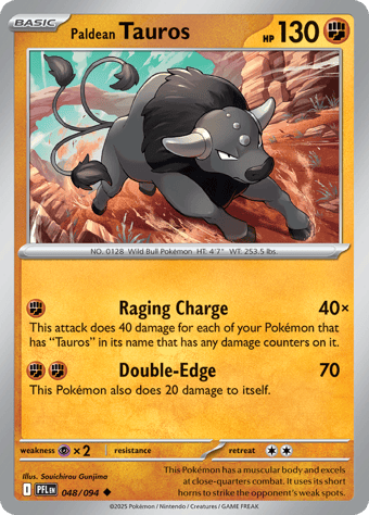 Paldean Tauros Phantasmal Flames Pokemon Card