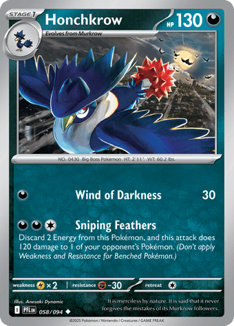 Honchkrow Phantasmal Flames Pokemon Card