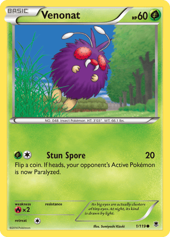 Venonat Phantom Forces Pokemon Card