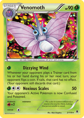 Venomoth Phantom Forces Pokemon Card