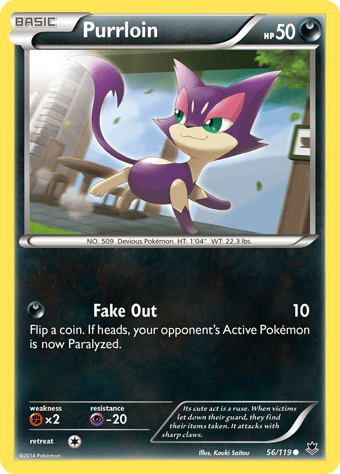 Purrloin Phantom Forces Pokemon Card
