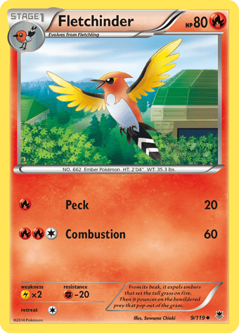 Fletchinder Phantom Forces Pokemon Card