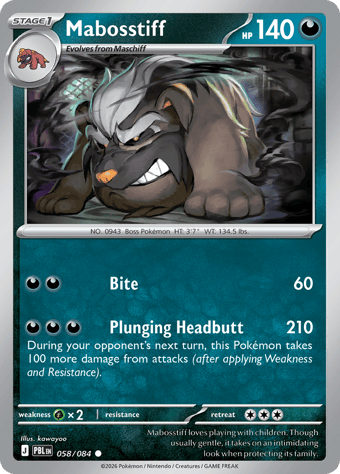 Mabosstiff Pitch Black Pokemon Card