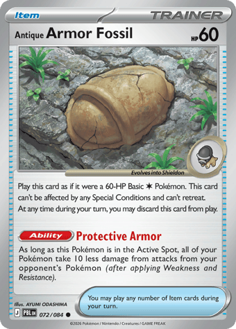 Antique Armor Fossil Pitch Black Pokemon Card