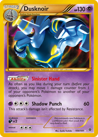 Dusknoir Plasma Blast Pokemon Card
