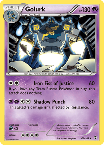 Golurk Plasma Blast Pokemon Card