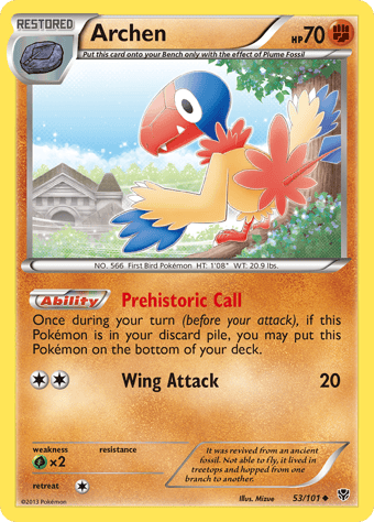Archen Plasma Blast Pokemon Card