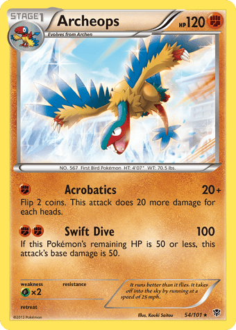 Archeops Plasma Blast Pokemon Card