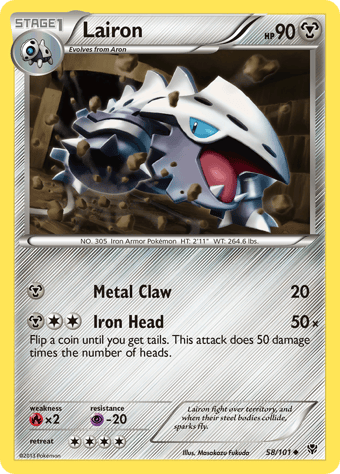 Lairon Plasma Blast Pokemon Card