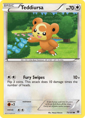 Teddiursa Plasma Blast Pokemon Card