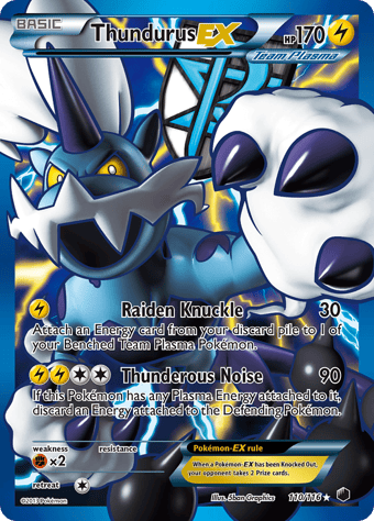 Thundurus-EX Plasma Freeze Pokemon Card