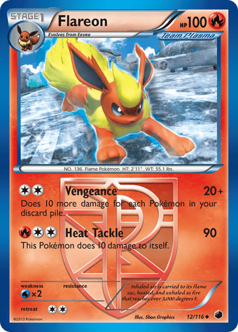 Flareon Plasma Freeze Pokemon Card