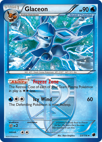 Glaceon Plasma Freeze Pokemon Card