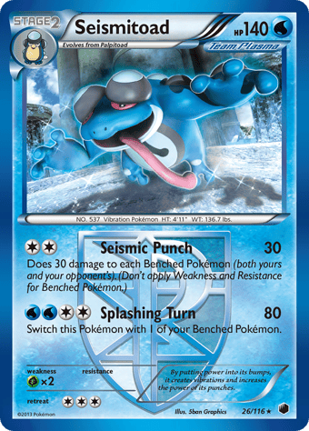 Seismitoad Plasma Freeze Pokemon Card