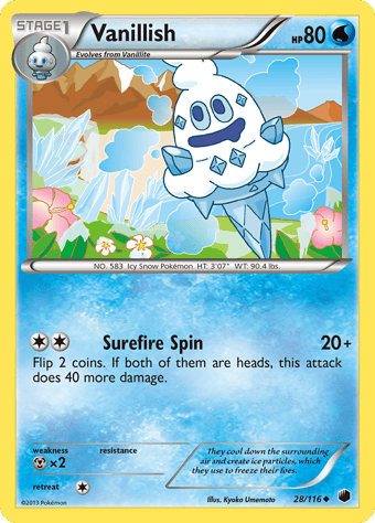 Vanillish Plasma Freeze Pokemon Card