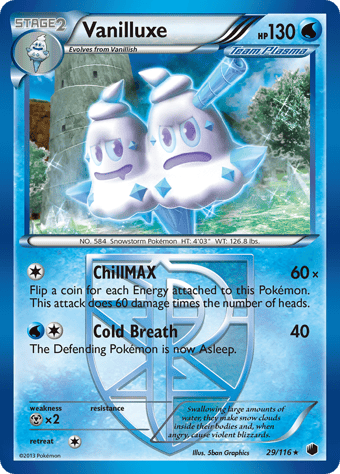 Vanilluxe Plasma Freeze Pokemon Card