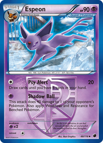 Espeon Plasma Freeze Pokemon Card