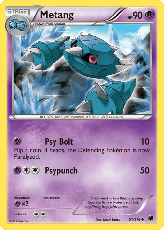 Metang Plasma Freeze Pokemon Card