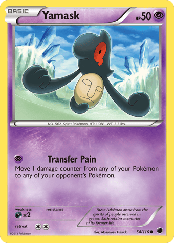 Yamask Plasma Freeze Pokemon Card