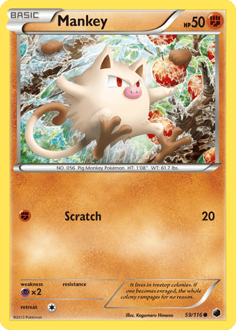 Mankey Plasma Freeze Pokemon Card