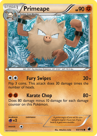 Primeape Plasma Freeze Pokemon Card