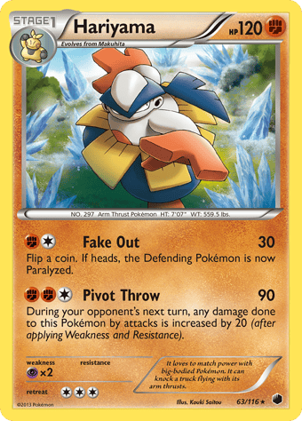 Hariyama Plasma Freeze Pokemon Card