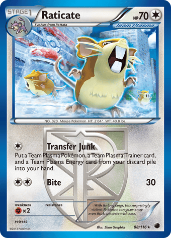Raticate Plasma Freeze Pokemon Card