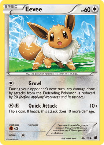 Eevee Plasma Freeze Pokemon Card
