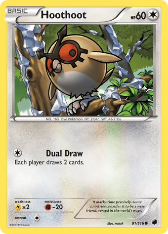 Hoothoot Plasma Freeze Pokemon Card