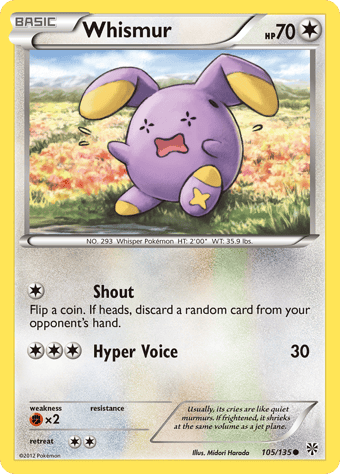 Whismur Plasma Storm Pokemon Card