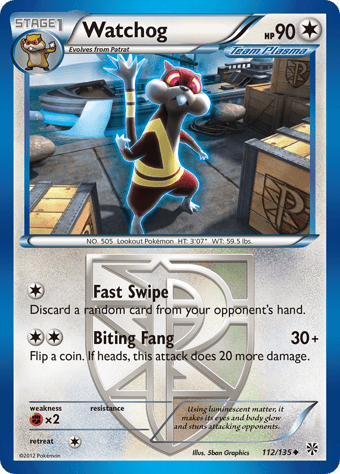 Watchog Plasma Storm Pokemon Card