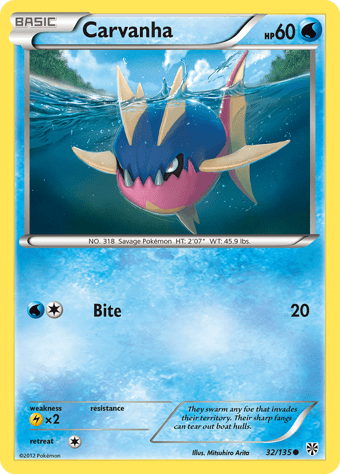 Carvanha Plasma Storm Pokemon Card