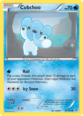 Cubchoo Plasma Storm Pokemon Card