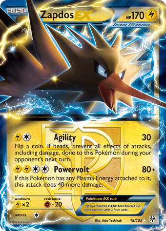 Zapdos-EX Plasma Storm Pokemon Card